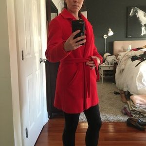 Vintage Pendleton red wool wrap belt winter coat